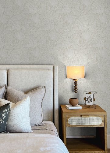 A Street Prints Vita Off White Wallpaper featured on room wall