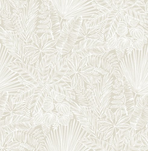 A Street Prints Vita Off White Wallpaper flat pattern with tropical leaves