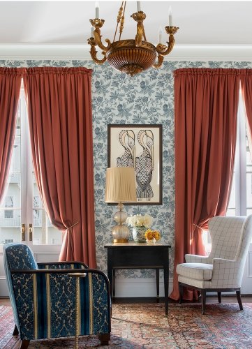 Cecilia Grey wallpaper styled in a light modern space