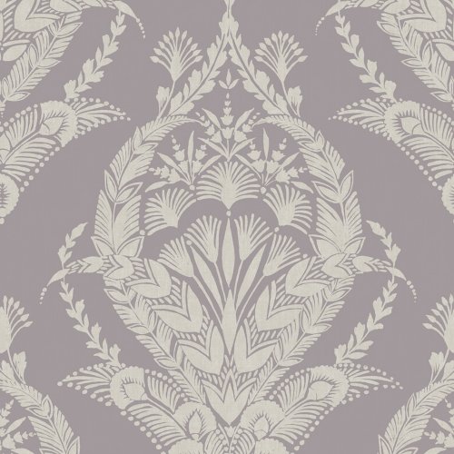 Arlie Heather wallpaper with cream folk damask on purple