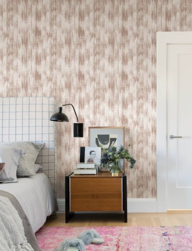 A Street Prints Marvel Pink Wallpaper used in a modern space, adding depth and warmth to the walls