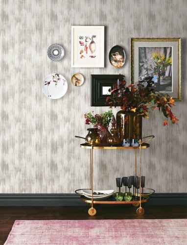 A Street Prints Marvel Stone & Grey Wallpaper in a contemporary interior, adding a subtle yet stylish look