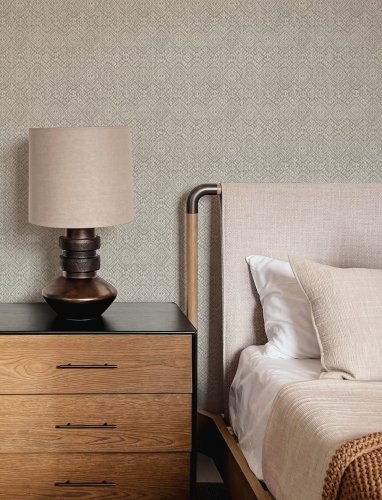 A Street Prints Gallivant Grey Wallpaper offering a contemporary take on classic textile-inspired designs.