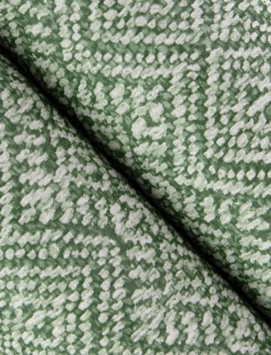 A Street Prints Gallivant Green Wallpaper highlighting its intricate textile-inspired design.