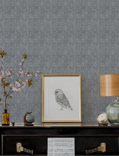 A Street Prints Gallivant Indigo Wallpaper with a bold, rich indigo tone for a stylish and cosy interior.
