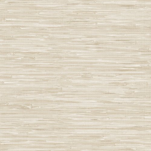 A Street Prints Exhale Cream & Stone Wallpaper with a textured, grasscloth-inspired design in soft neutral tones.