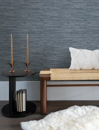 A Street Prints Exhale Indigo Wallpaper Room 2