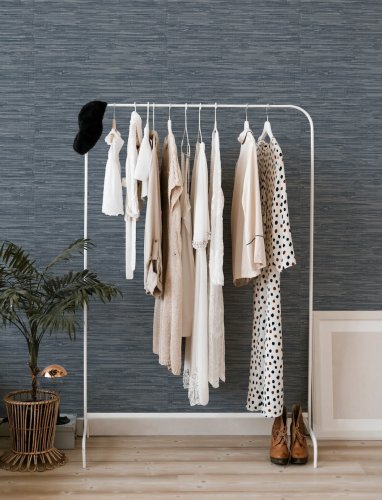 A Street Prints Exhale Indigo Wallpaper Room