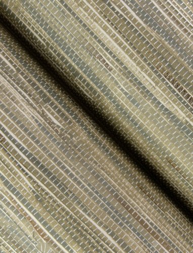 A Street Prints Exhale Natural & Green Wallpaper, highlighting its realistic woven texture.