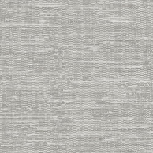 A Street Prints Exhale Grey Wallpaper with a woven grasscloth effect in soft grey tones.