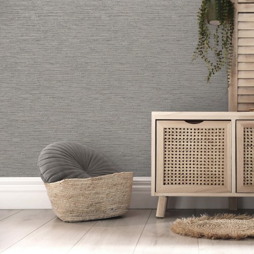 Fine Decor Miya Grasscloth Grey Wallpaper