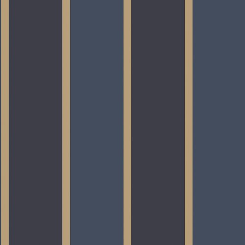 Galerie Formal Stripe Blue / Navy / Gold Wallpaper