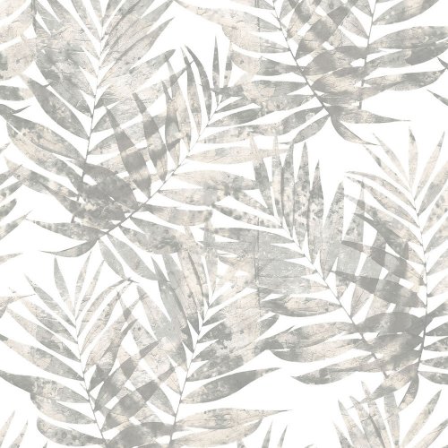 Galerie Organic Textures Tropical Leaves Grey Wallpaper