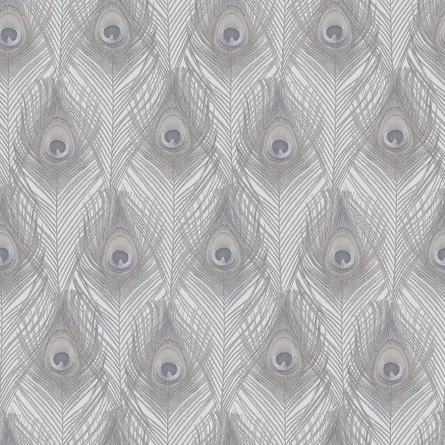 Galerie Organic Textures Peacock Feather Grey Wallpaper G67977