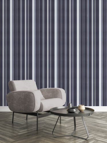Galerie Casual Stripe Navy / Blues Wallpaper Room
