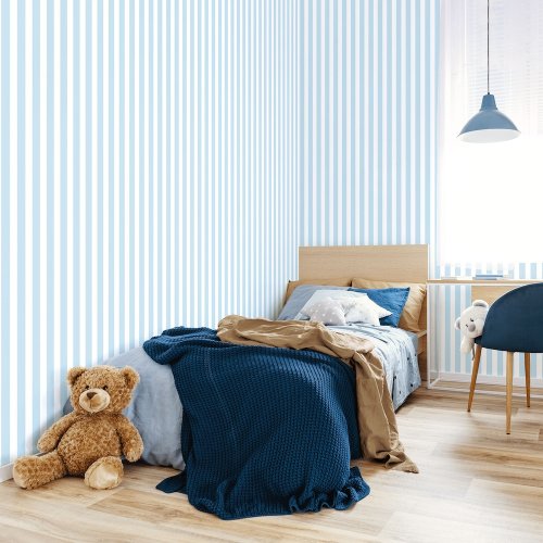 Galerie Regency Stripe Sky Blue Wallpaper Room