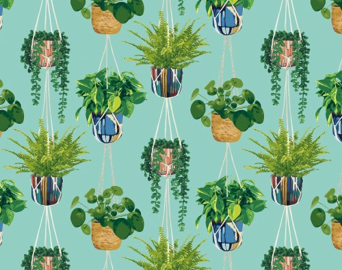 ohpopsi Houseplant Cerulean Twist Wallpaper GRA50108W