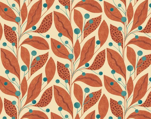 ohpopsi Berry Dot Rust & Teal Wallpaper GRA50134W