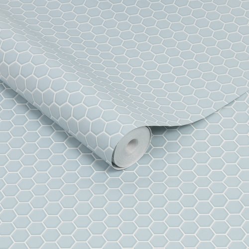 Contour Antibac Hexagon Lattice Duck Egg Wallpaper 112654