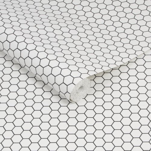 Contour Antibac Hexagon Lattice White Wallpaper 112650