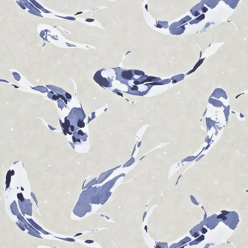 Harlequin Koi Indigo Wallpaper