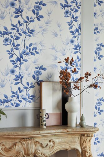 Harlequin X Diane Hill Lady Alford Porcelain/China Blue Wallpaper