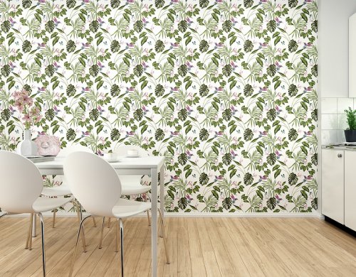 ohpopsie Hummingbird Wilderness White Wallpaper WLD53114W