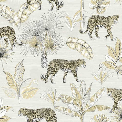 Grandeco Leopard White Wallpaper Jungle Fever JF2101