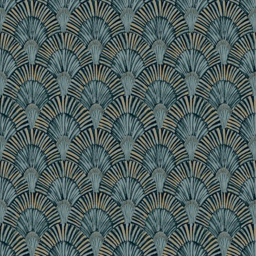 Grandeco Deco Fan Deep Teal Wallpaper JF3001