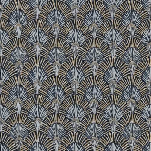 Grandeco Deco Fan Blue Wallpaper - Batch: 403784