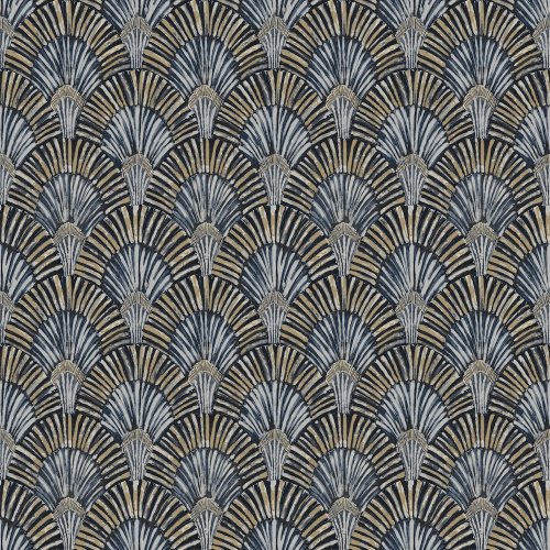 Grandeco Deco Fan Blue Wallpaper