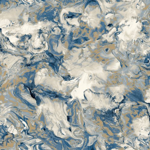 Ugepa Liquid Marble Blue and Gold Wallpaper L79801
