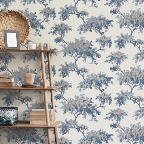 Crown Archive Tree Dark Blue Wallpaper Room 2