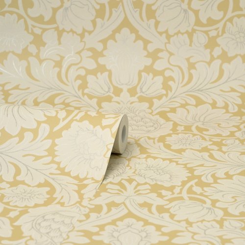 Elegant mustard damask wallpaper, Crown Damask Mustard