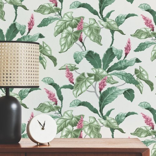 Crown Meridian Parade Grey/Pink/Green Wallpaper Room 2