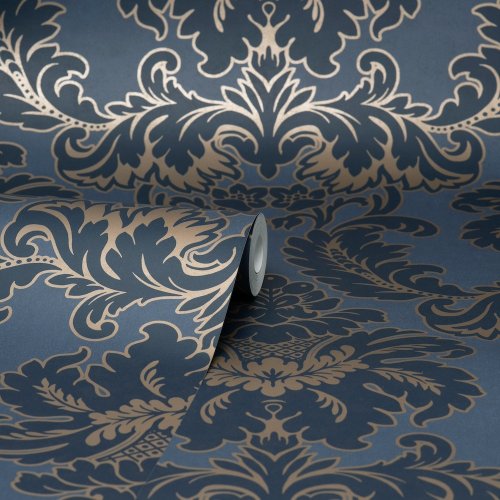 Crown Damask Blue Wallpaper Roll