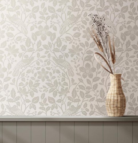 Crown Marlow Light Beige Wallpaper Room