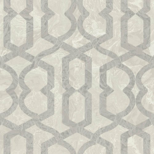 Murella Splendor Geo Ivory & Silver Wallpaper