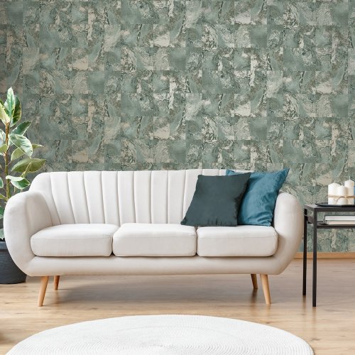 Vymura Savona Marble Tile Emerald Wallpaper M95638