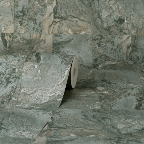 Vymura Savona Marble Tile Emerald Wallpaper M95638