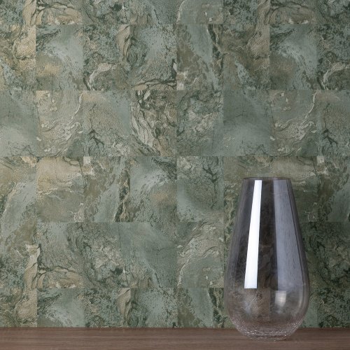 Vymura Savona Marble Tile Emerald Wallpaper M95638
