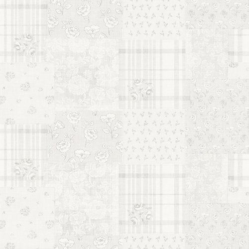 Galerie Patchwork Vintage Floral Motif Blue / Grey / Pink Wallpaper
