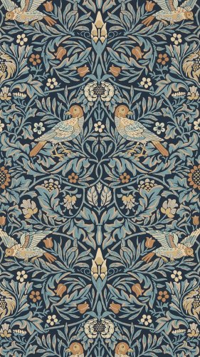 Morris & Co Bird Webbs Blue Wallpaper Long