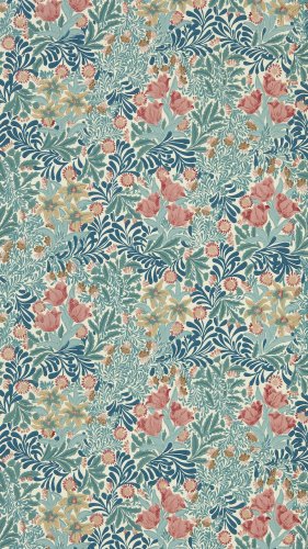 Morris & Co Bower Indigo & Barbed Berry Wallpaper Long