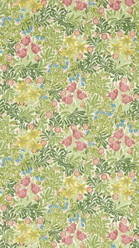 Morris & Co Bower Boughs Green & Rose Wallpaper Long