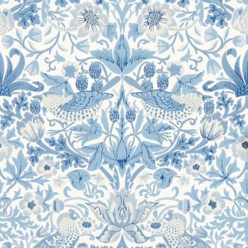 Morris & Co Simply Strawberry Thief Woad Wallpaper