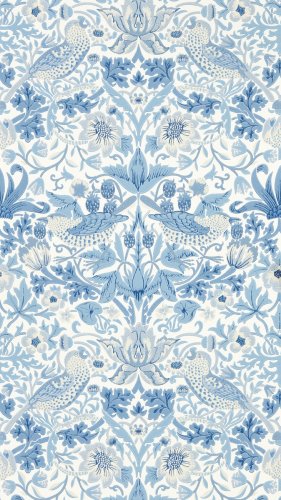 Morris & Co Simply Strawberry Thief Woad Wallpaper Long