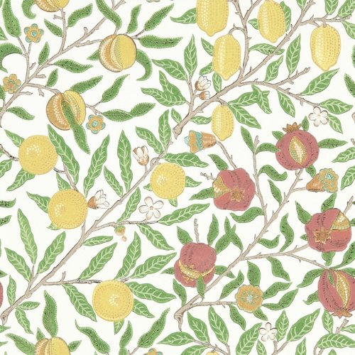 Morris & Co Fruit Leaf Green & Madder Wallpaper