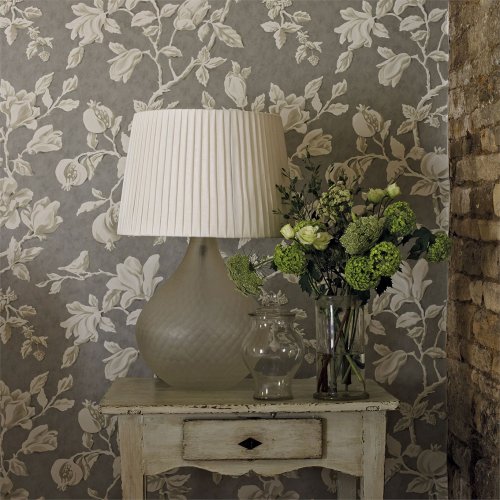 Sanderson Magnolia and Pomegranate Silver/Linen Wallpaper