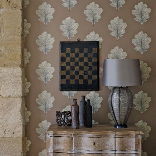 Sanderson Oak Filigree Copper/Graphite Wallpaper